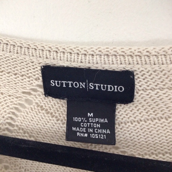 Sutton Studio cardigan sweater medium tan supima cotton - Picture 2 of 8